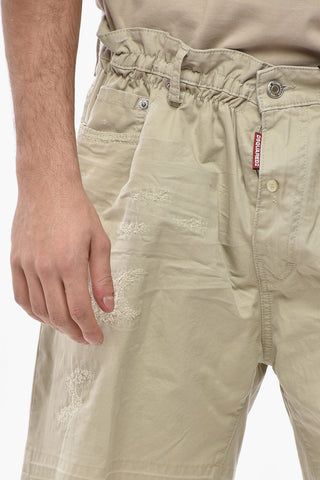 Shorts in Cotone Effetto Distressed