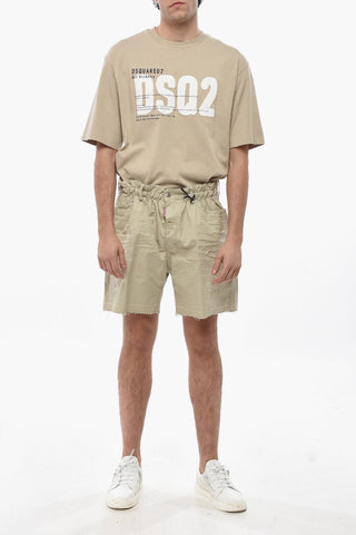 Shorts in Cotone Effetto Distressed