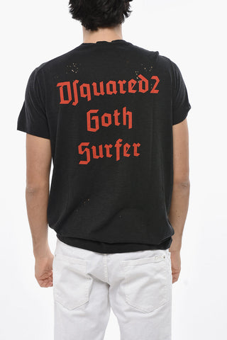 T-Shirt Girocollo con Frange e Dettagli Chain