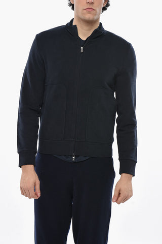 Baumwoll-Sweatshirt mit Stehkragen und Frontreißverschluss
