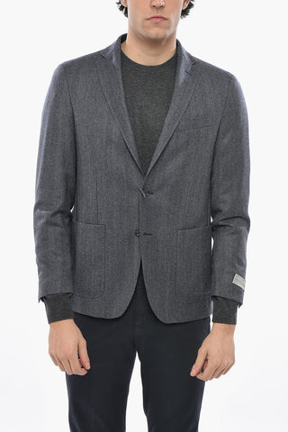 Blazer Monopetto in Misto Lana Herringbone