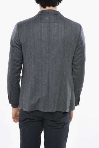 Blazer Monopetto in Misto Lana Herringbone