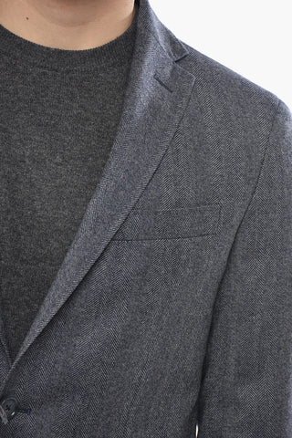 Blazer Monopetto in Misto Lana Herringbone
