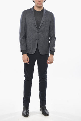 Blazer Monopetto in Misto Lana Herringbone