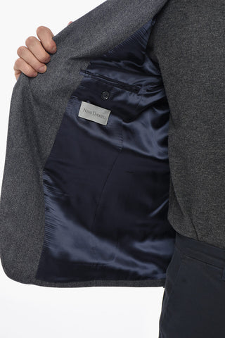 Blazer Monopetto in Misto Lana Herringbone
