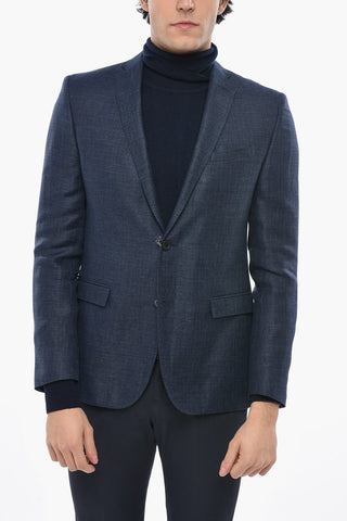 Halbgefütterter Blazer aus Leinenmischung mit Klappentaschen