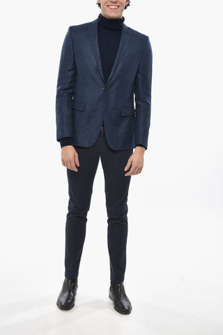 Halbgefütterter Blazer aus Leinenmischung mit Klappentaschen