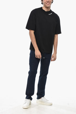 Baumwoll-T-Shirt mit Rundhalsausschnitt Loose Fit einfarbig