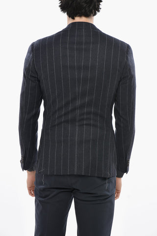 Double-breasted ACADEMY SOFT Pinstriped Wool Blend Blazer