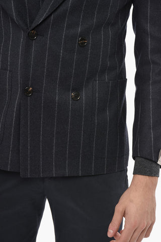 Double-breasted ACADEMY SOFT Pinstriped Wool Blend Blazer