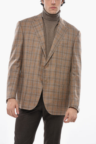 Einreihiger Blazer ACADEMY SOFT aus Wollmischung mit Karo-Muster