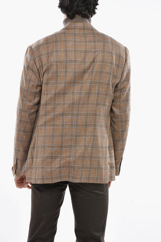 Einreihiger Blazer ACADEMY SOFT aus Wollmischung mit Karo-Muster