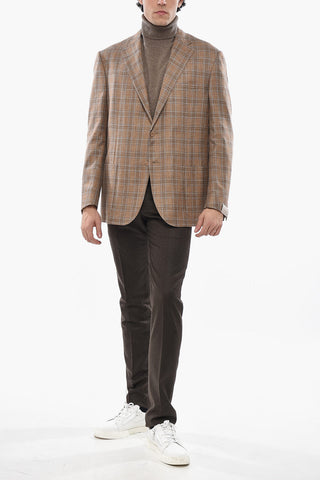 Einreihiger Blazer ACADEMY SOFT aus Wollmischung mit Karo-Muster