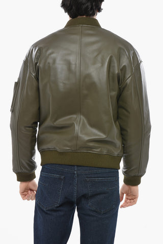 Leather Bomber with Front Zip