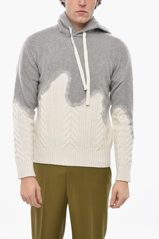 Zweifarbiger Pullover Aus Reiner Wolle Mit Kapuze