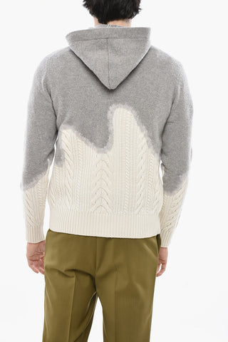 Zweifarbiger Pullover Aus Reiner Wolle Mit Kapuze
