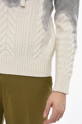 Zweifarbiger Pullover Aus Reiner Wolle Mit Kapuze