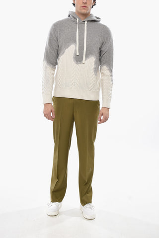 Zweifarbiger Pullover Aus Reiner Wolle Mit Kapuze
