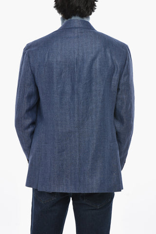 2-Knopf Leinenjacke mit zwei Schlitzen und klassischem Revers