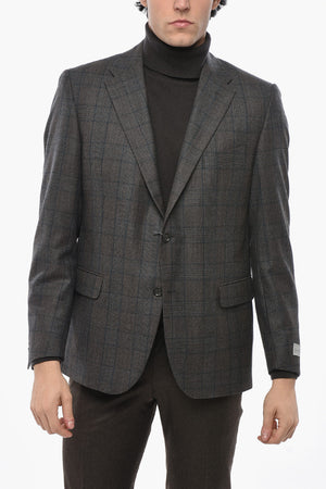 Giacca in Lana Vergine e Cashmere Motivo Plaid