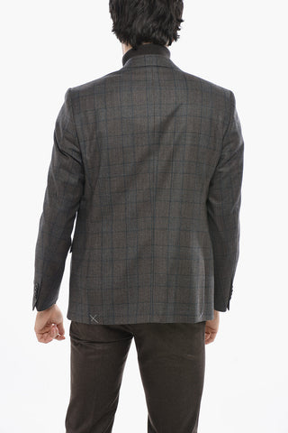 Giacca in Lana Vergine e Cashmere Motivo Plaid
