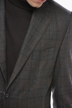 Giacca in Lana Vergine e Cashmere Motivo Plaid