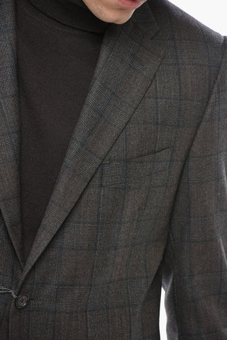 Giacca in Lana Vergine e Cashmere Motivo Plaid