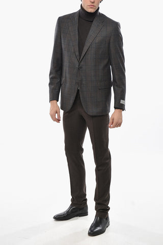 Giacca in Lana Vergine e Cashmere Motivo Plaid