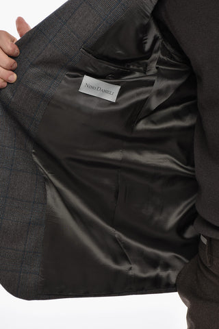 Giacca in Lana Vergine e Cashmere Motivo Plaid