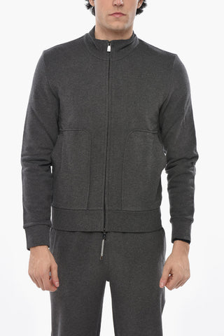 Baumwoll-Sweatshirt mit Stehkragen und Frontreißverschluss