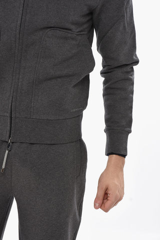 Baumwoll-Sweatshirt mit Stehkragen und Frontreißverschluss