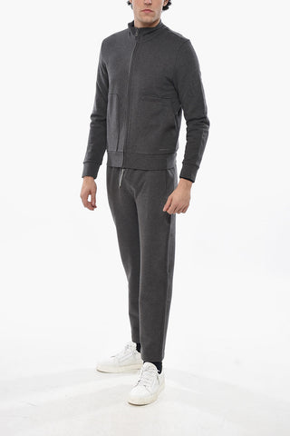 Baumwoll-Sweatshirt mit Stehkragen und Frontreißverschluss