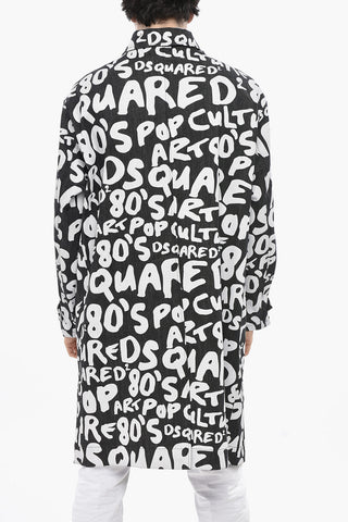 Trench in Denim Motivo Monogram con Tasche ad Aletta