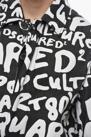 모노그램 패턴 데님 트렌치 플랩 포켓