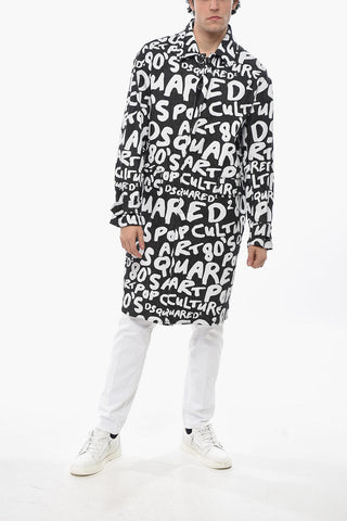 Trench in Denim Motivo Monogram con Tasche ad Aletta