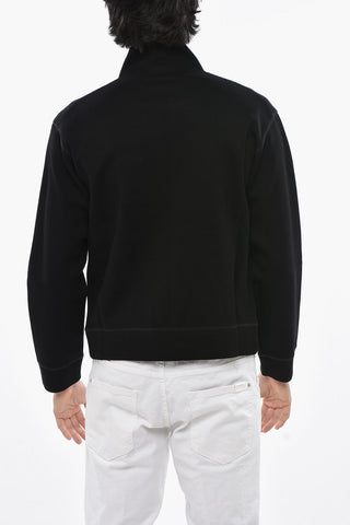Mock-Neck Sweatshirt with Embroidery and Front Zip