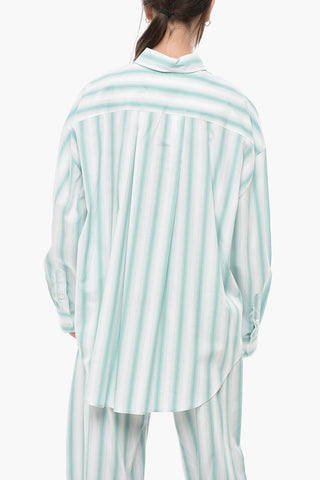 Gestreifte Baumwollbluse Balanced mit Brusttasche