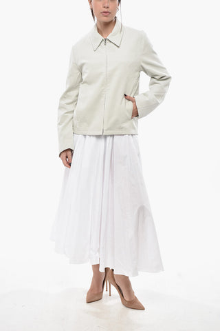 Ribbed Velour Overshirt with Front Zip