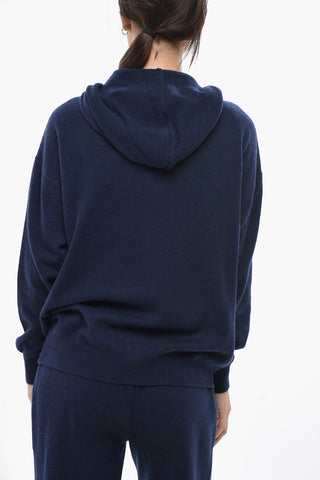 Maglia Hoodie in Cashmere con Zip Frontale