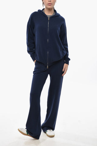 Maglia Hoodie in Cashmere con Zip Frontale