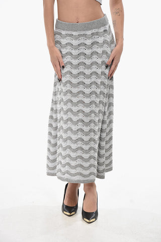 Lurex Midi Skirt with Elastic Waist