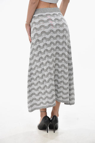 Lurex Midi Skirt with Elastic Waist
