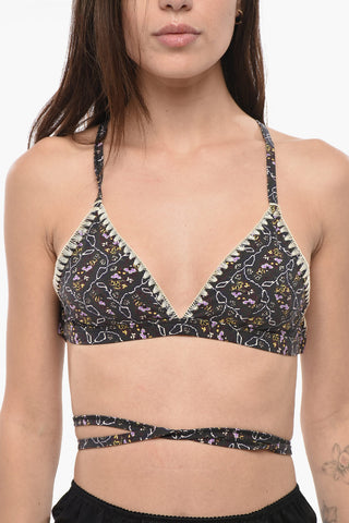 Top Bikini a Triangolo con Motivo Floreale