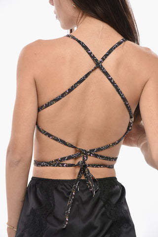 Top Bikini a Triangolo con Motivo Floreale