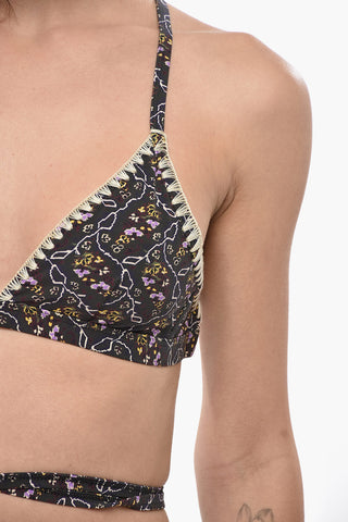 Top Bikini a Triangolo con Motivo Floreale
