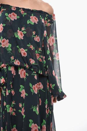 Langes Chiffonkleid mit Blumenmuster