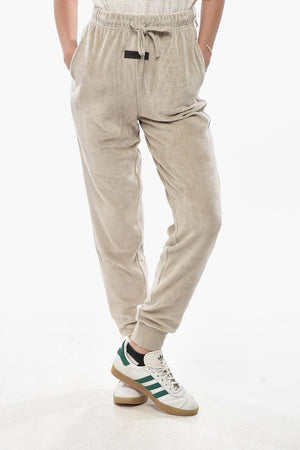 Joggers in Ciniglia con Polsini ed Elastico in Vita