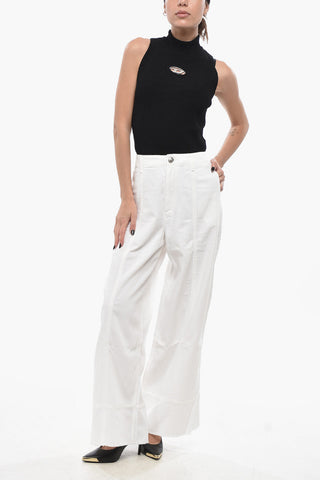 Cropped-Fit Trousers ARIANNA with Frayed Hem