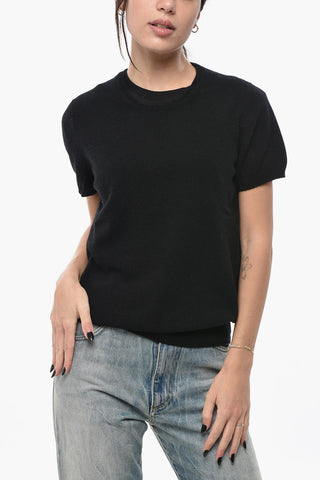 Maglia Girocollo a Maniche Corte in Cashmere