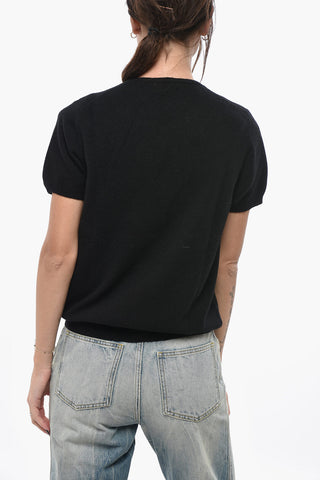 Maglia Girocollo a Maniche Corte in Cashmere